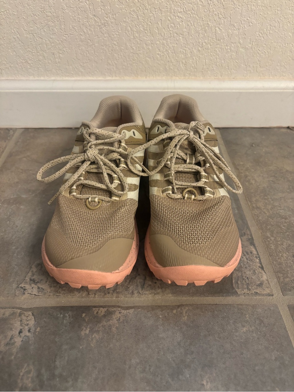 Merrell Women's Beige Trail Shoes with Pink Outsole